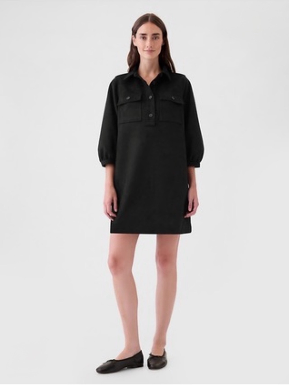 GAP | Black Faux-Suede Mini Shift Dress, SP